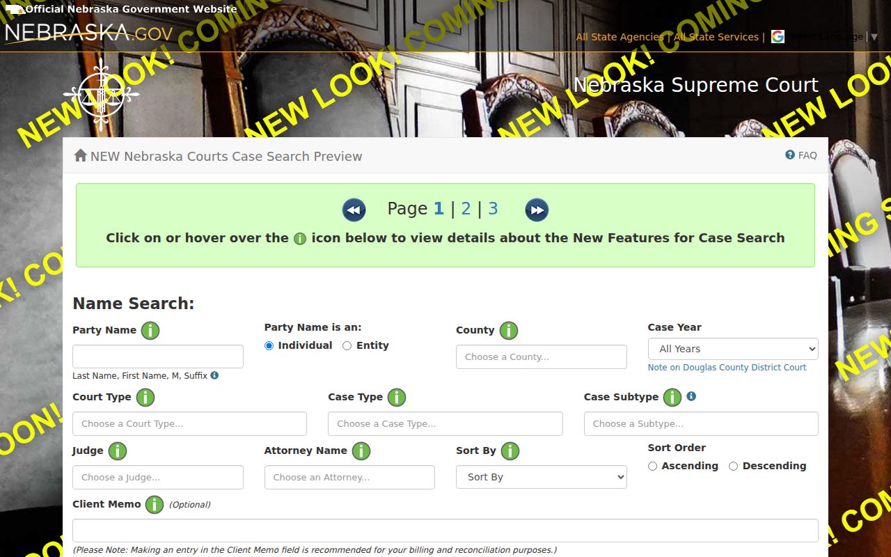 Richardson County civil docket JUSTICE party-name search fields