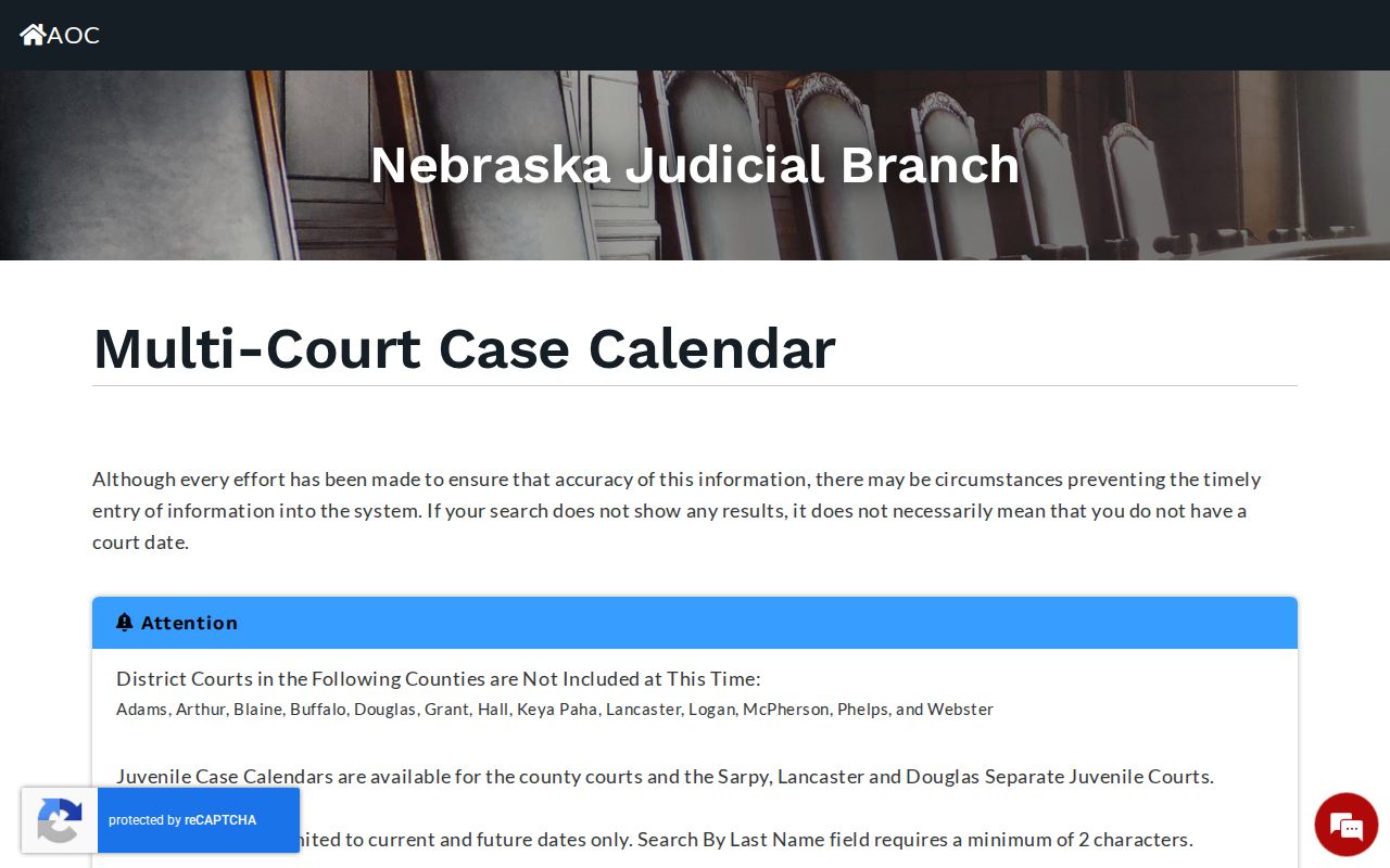 Richardson County court dates Multi-Court Case Calendar search controls