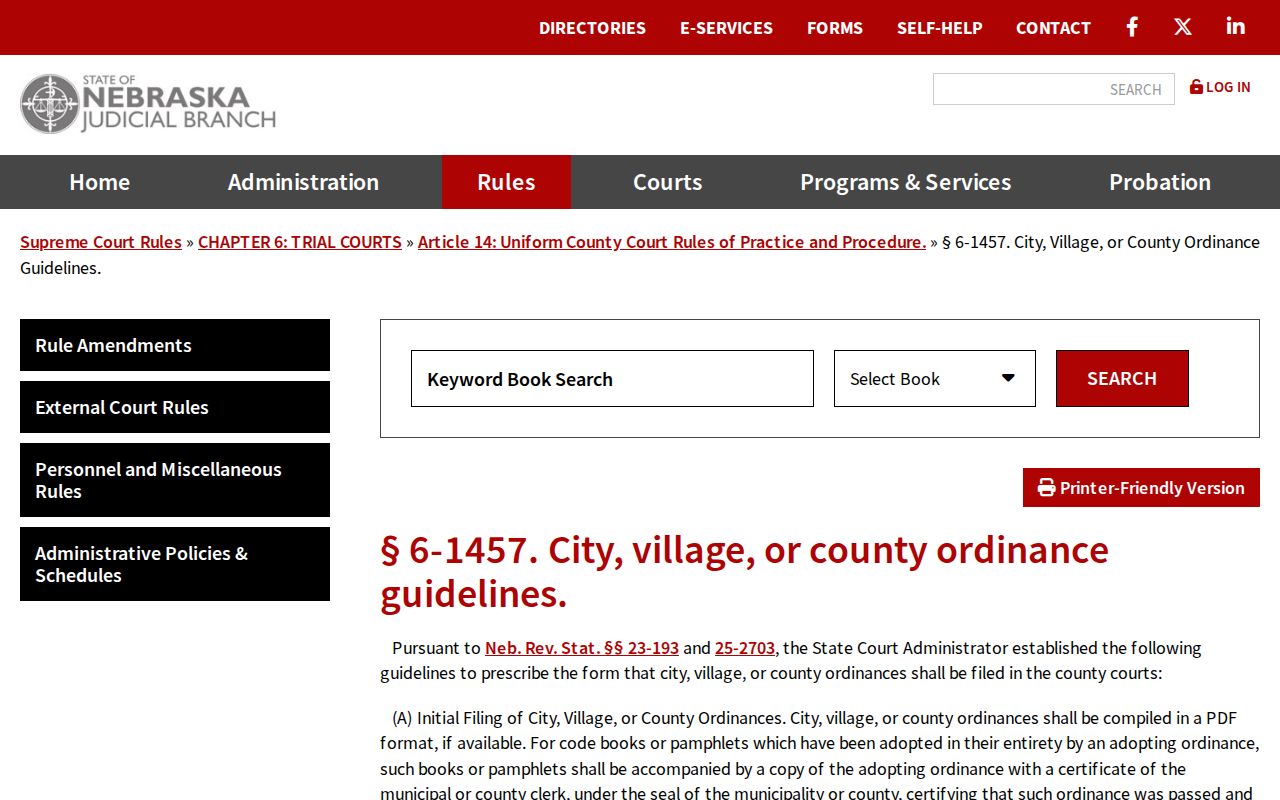 Richardson County court docket municipal ordinance filing rule