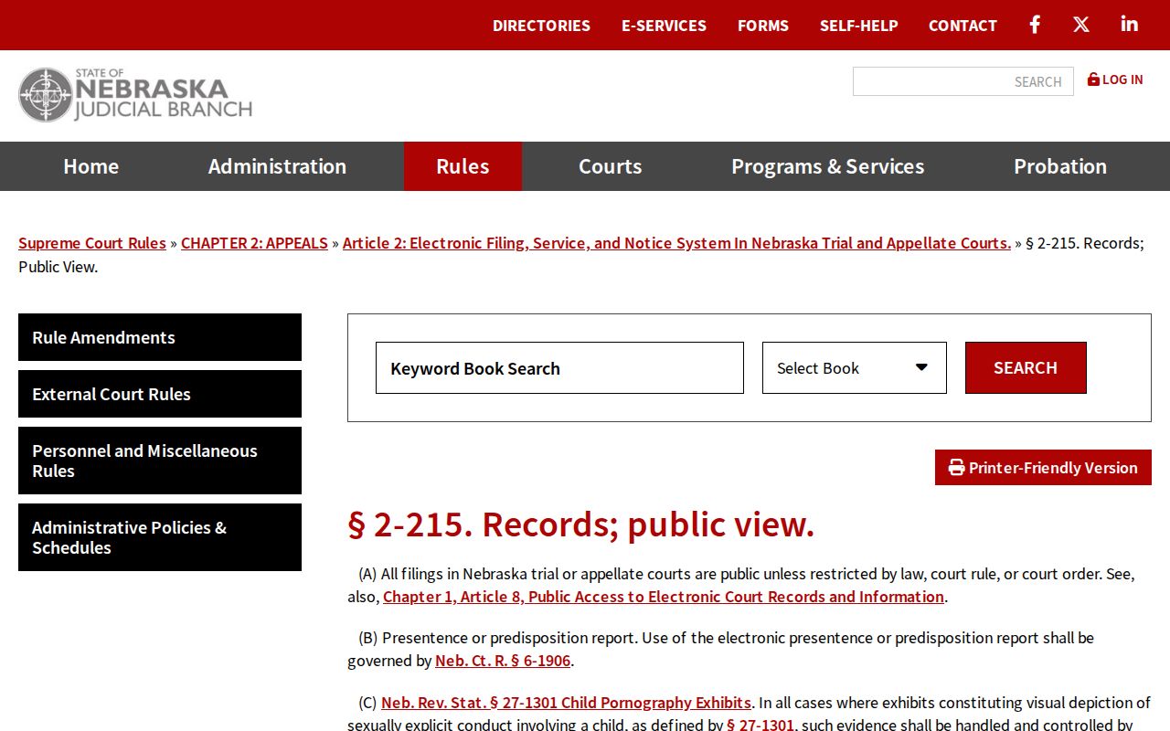Richardson County court records public view terminal rule