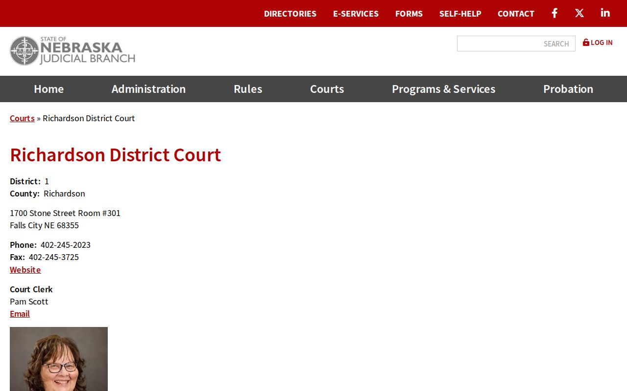 Richardson County court docket District Court Room 301 contact details