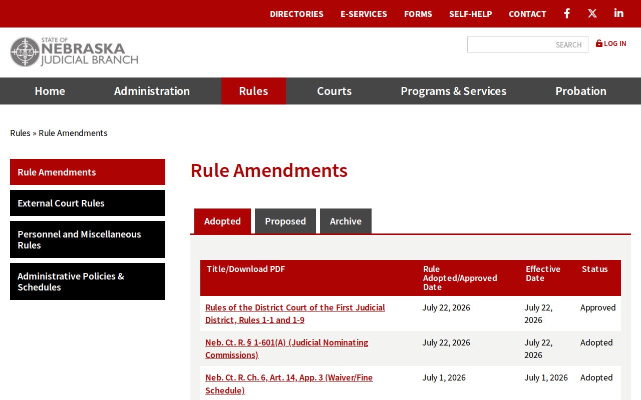 Richardson County court docket rule amendments source